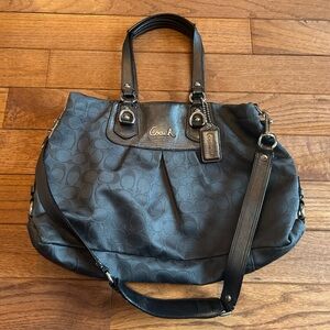 Coach Ashley charcoal blue tote